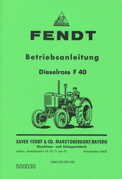 Betriebsanleitung Dieselross F 40 U  ( 07.53 )